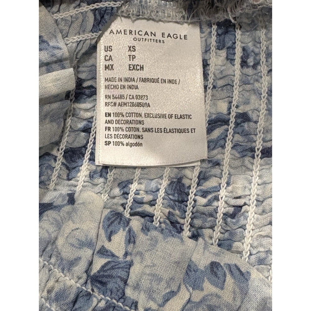 American Eagle Floral Smocked Crop Top Sweetheart Neckline Cottage Coquette XS - Picture 6 of 6